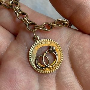 14k wedding band set charm